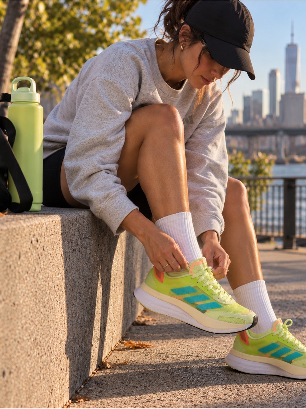 Adidas Adizero Boston 10 sneakers in the "Almost Lime Mint Rush"